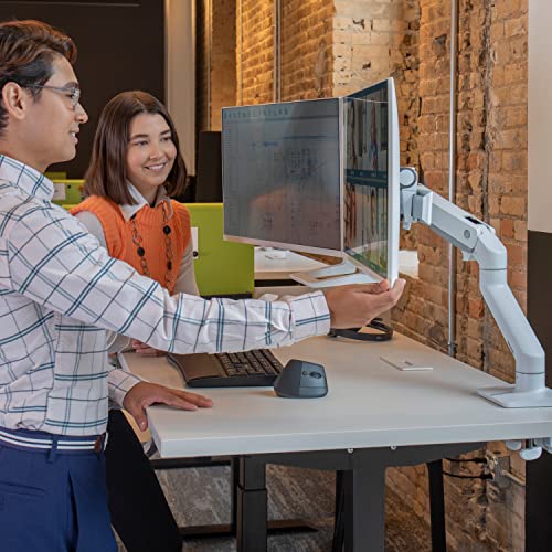 Ergotron – HX Dual Monitor Arm, VESA Desk Mount – for 2 Monitors Up to 32 Inches, 5 to 17.5 lbs Each – White - Image 4