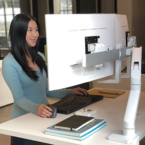 Ergotron – HX Dual Monitor Arm, VESA Desk Mount – for 2 Monitors Up to 32 Inches, 5 to 17.5 lbs Each – White - Image 3
