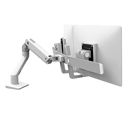 Ergotron – HX Dual Monitor Arm, VESA Desk Mount – for 2 Monitors Up to 32 Inches, 5 to 17.5 lbs Each – White - Image 1