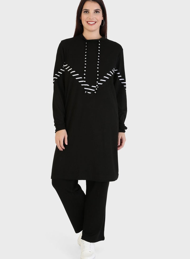 Alia by modanisa Oversize Natural Fabric Tracksuit Set 