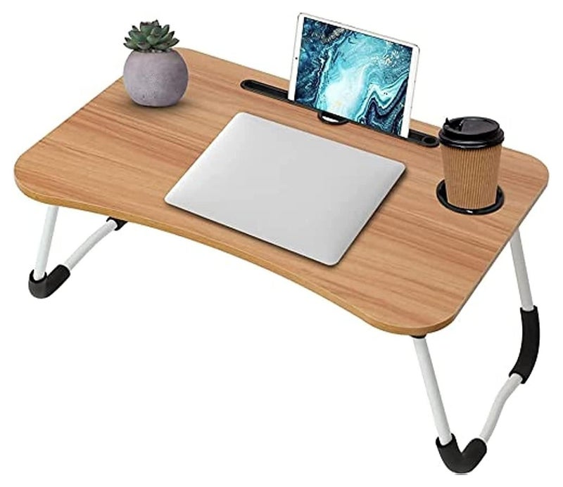 Foldable Lazy Brown Laptop Bed Table - Image 1