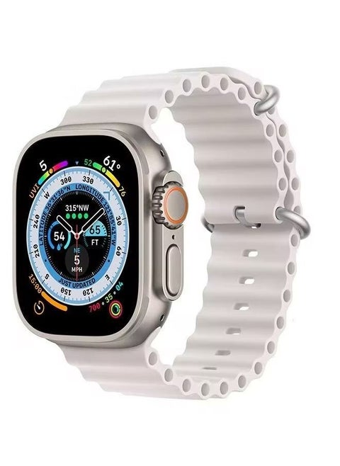 Silicone Ocean Band For Apple Watch Band 42mm 44mm 45mm 49mm Adjustable Sport Loop Strap For iWatch Series 8/7/6/5/4/3/2/1/SE/Ultra - Off white