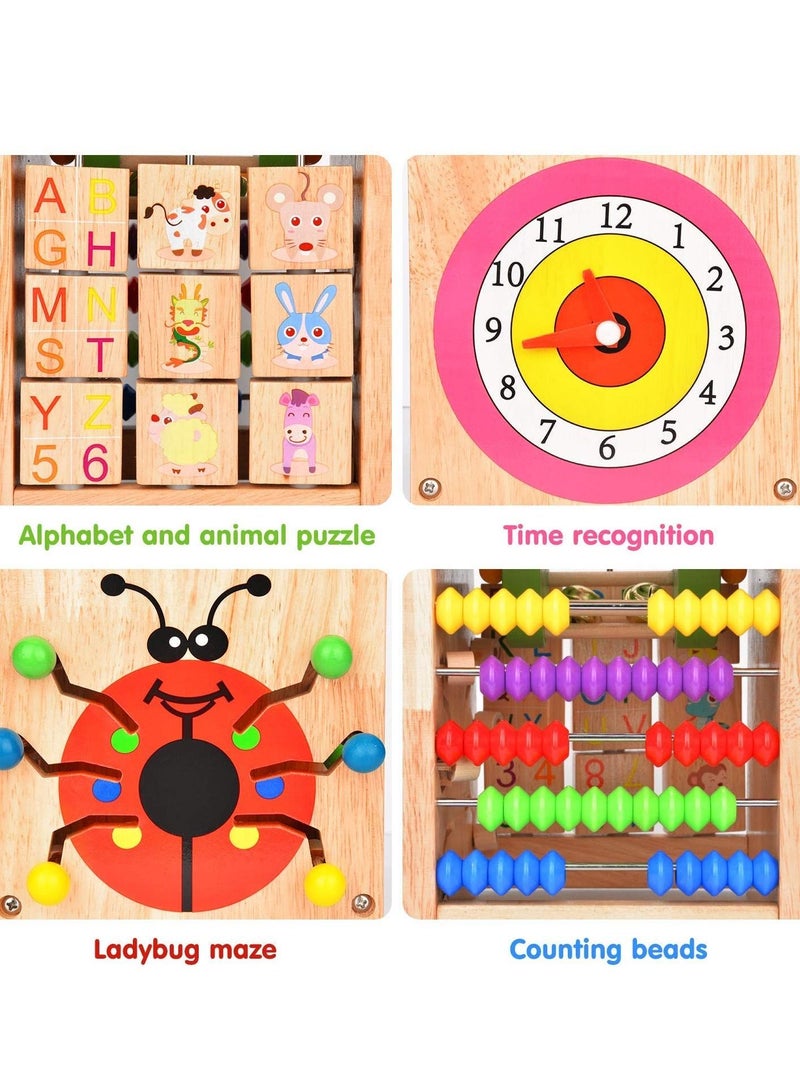 MIXDE لعبة متاهة الخرز الخشبية الفاخرة متعددة الوظائف، لعبة تعليمية لعمر سنة واحدة (6 في 1) - Image 5