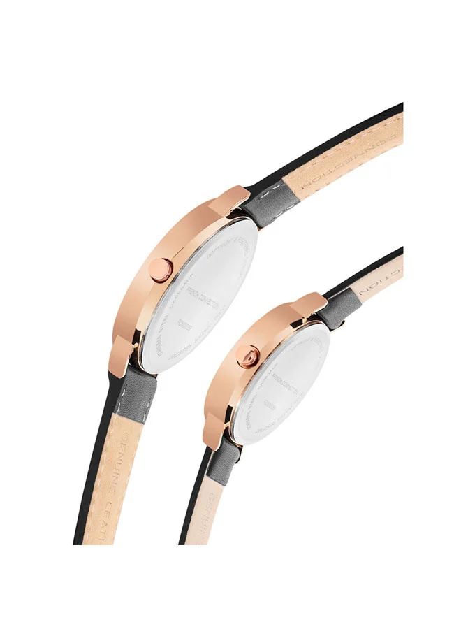 French Connection 42mm Men & Women's Quartz Watch Set with Black Dial