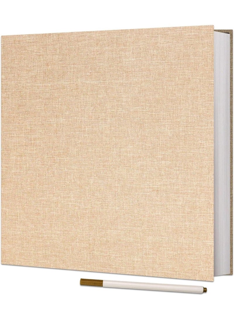 Azonee البوم صور كبير 3x5 4x6 5x7 6x8 8x10 صفحات مغناطيسية ذاتية اللصق خالية من الاحماض سجل قصاصات ذاتية اللصق 40 صفحة بغلاف كتان مع قلم معدني من ازوني (كاكي، 11 × 10.6 انش) - Image 1