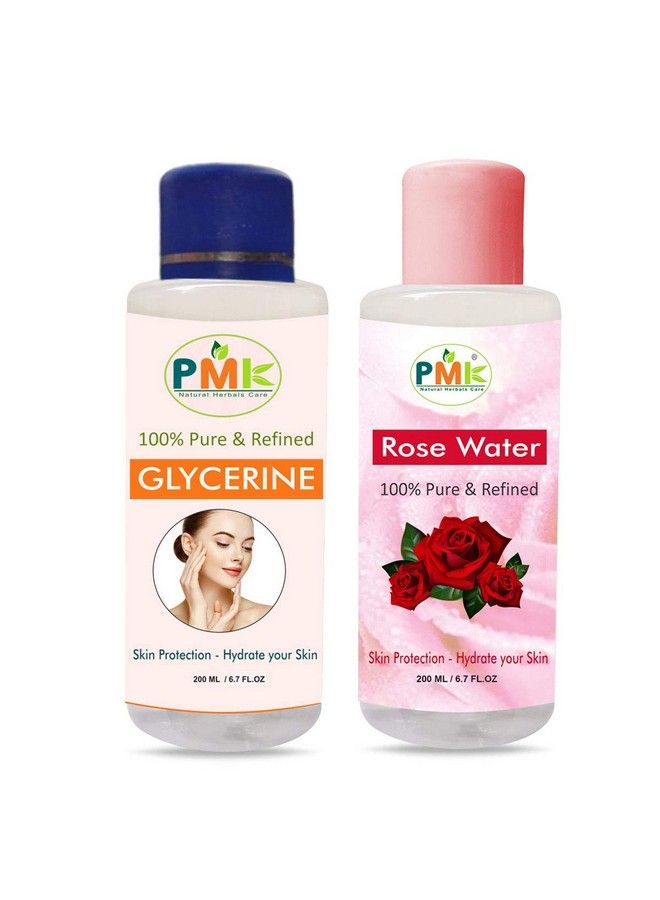 PMK Pure Glycerin And Rose Water For Softens & Moisturizer Skin Cleanser For All Skin Types (400 Ml Pack Of 2) Men & Women - Image 1