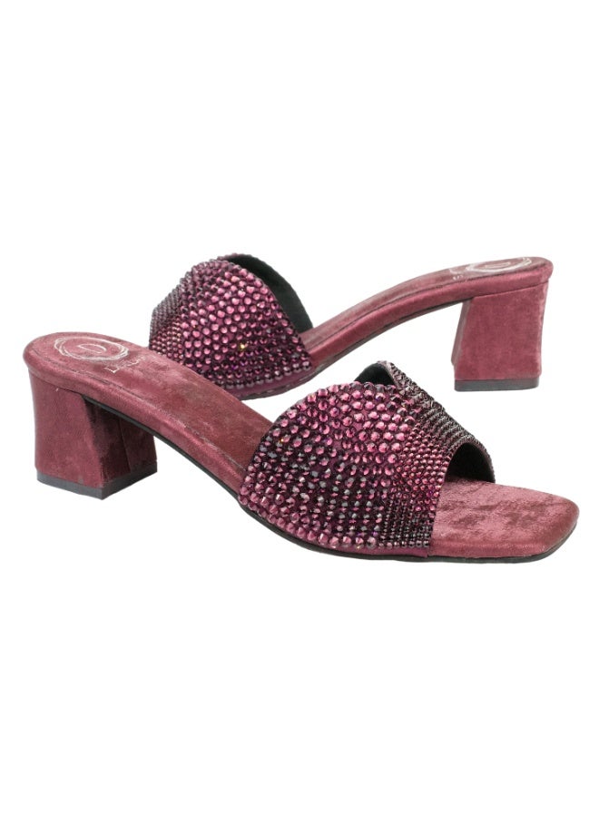 Dollar's Fashion Amina Women Heels, Synthetic Leather Block Heel Sandals, Embellished Upper Slip On Design, Dressy Party Heels for Women, Occasion Footwear - Image 5