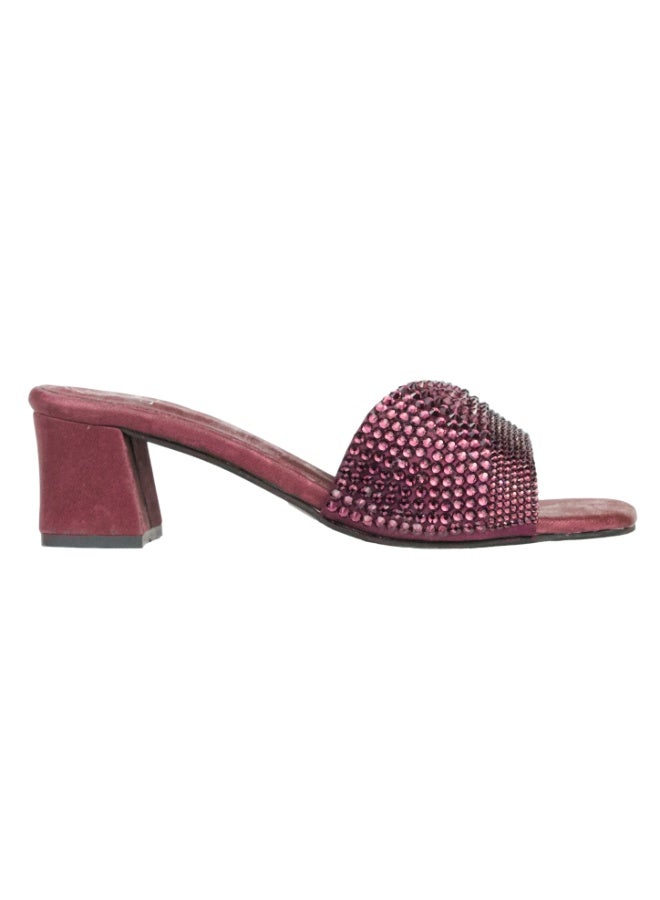 Dollar's Fashion Amina Women Heels, Synthetic Leather Block Heel Sandals, Embellished Upper Slip On Design, Dressy Party Heels for Women, Occasion Footwear - Image 2