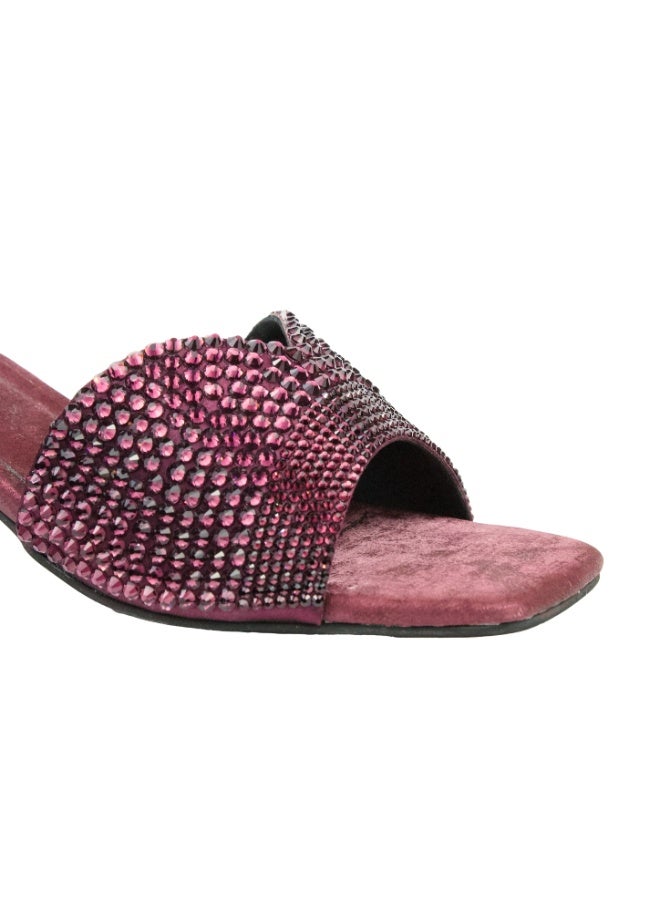 Dollar's Fashion Amina Women Heels, Synthetic Leather Block Heel Sandals, Embellished Upper Slip On Design, Dressy Party Heels for Women, Occasion Footwear - Image 3