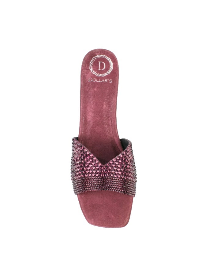Dollar's Fashion Amina Women Heels, Synthetic Leather Block Heel Sandals, Embellished Upper Slip On Design, Dressy Party Heels for Women, Occasion Footwear - Image 1