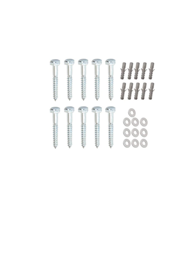 10 Pcs Galvanized (G.I) Hex Head Coach Screws with Washer & Fisher Plug Wood Working for Holding Together Heavy Timber, and Concrete Working. (10mm, Length 4 Inch) - Image 2