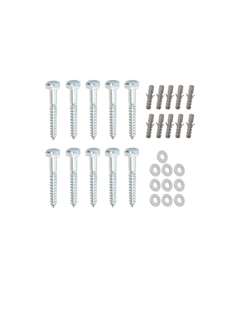 10 Pcs Galvanized (G.I) Hex Head Coach Screws with Washer & Fisher Plug Wood Working for Holding Together Heavy Timber, and Concrete Working. (10mm, Length 4 Inch) - Image 3