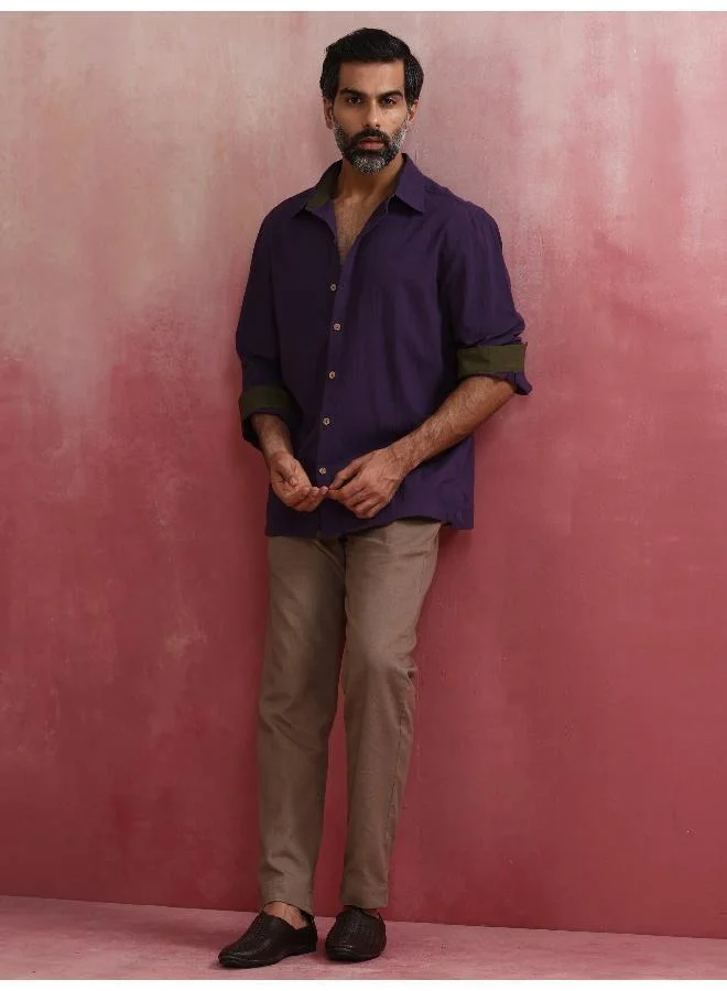 ترو برونز قميص رجالي قطني بنفسجي