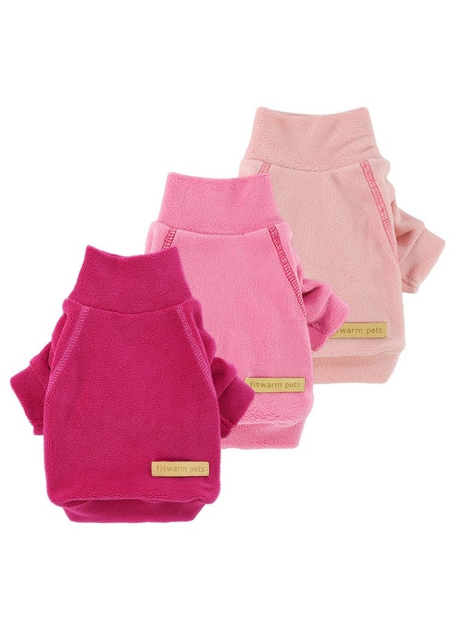 فيت وورم سترة كلاب كلاسيكية من الصوف من Fitwarm، عبوة من 3 قطع، سويت شيرت بياقة مدورة، ملابس شتوية للكلاب الصغيرة والبنات، بلوفر للحيوانات الأليفة، ملابس للقطط، وردي، وردي فاتح، مقاس كبير - Image 1