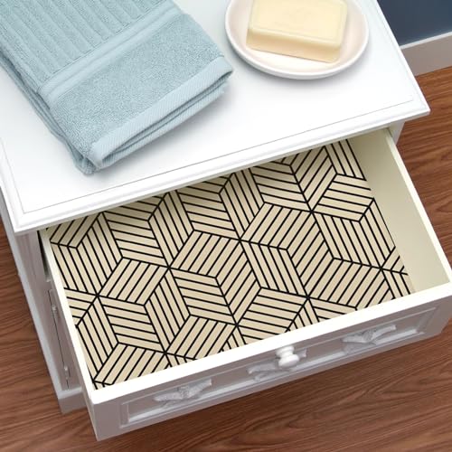 WENMER 17.71 Inchx 118 Inch Geometric Hexagon Wallpaper Contact Paper Peel and Stick Brown and Black Hexagon Removable Self Adhesive Wallpaper Vinyl Film Shelf Paper & Drawer Liner Roll for Home Use - Image 5