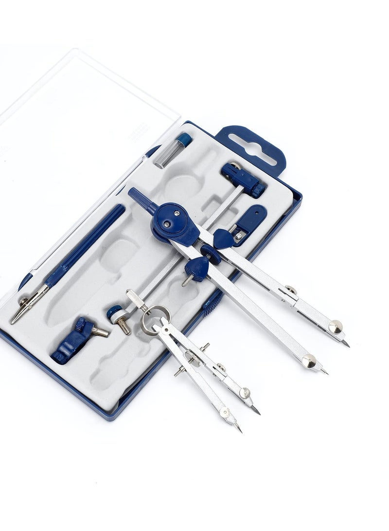 Captaintech Math Geometry Circle Kit, 7 Pieces Set Metal Compass Geometry Precision Tool Set,  Circle Drawing Tools Rulers Protractors for Architects Engineers Students, for Drafting and Drawings - Image 2