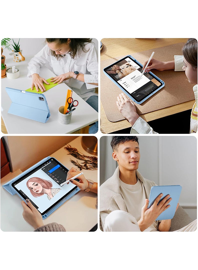 Theodor iPad Pro 11 Inch M4 2024 Case (5th Gen) with Pencil Holder, Smart iPad Case With Pencil Holder Slim Tablet Cover with Soft TPU Back, Auto Wake/Sleep Sky Blue  - Image 4