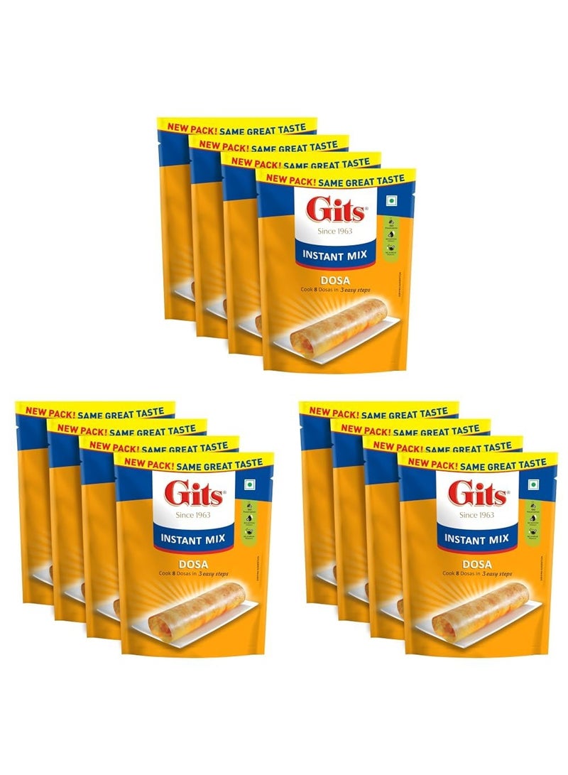 Gits Instant Rice Dosa Breakfast Mix, Makes 8 per Pack, Pure Veg, South Indian Breakfast Mix, 800g (Pack of 12, 200g Each) - Image 1