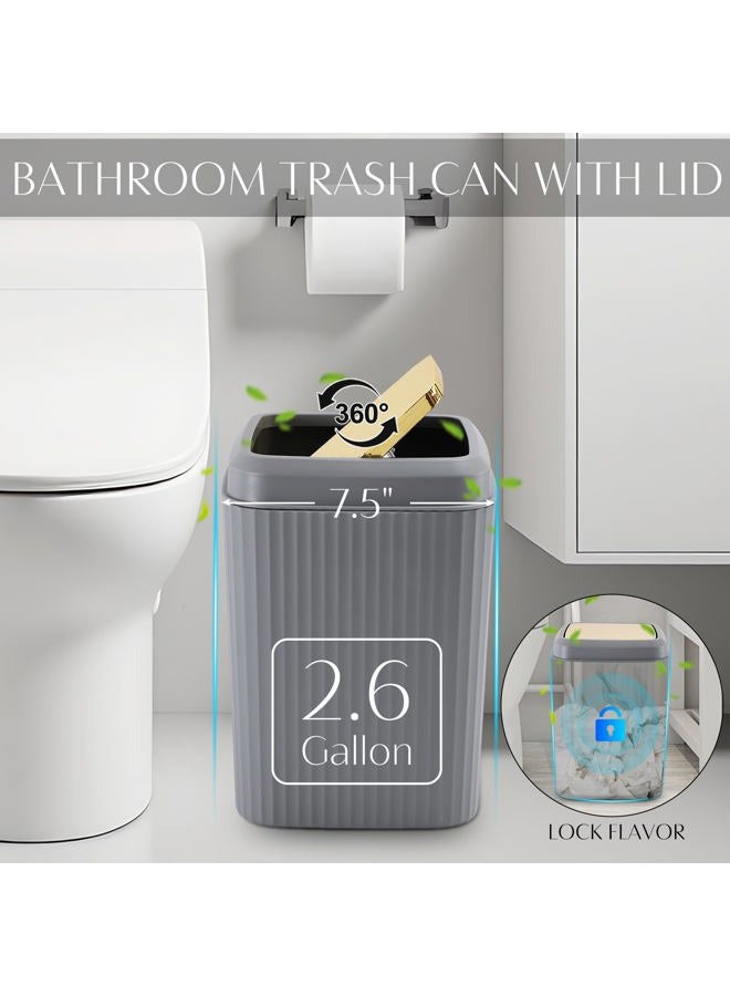 WSBArt 17PCS Bathroom Accessory Set Bathroom Set Grey Bathroom Accessories,Toilet Brush,Trash Can, Qtip Holder Dispenser& 3PCS Soap Dispenser - Image 4