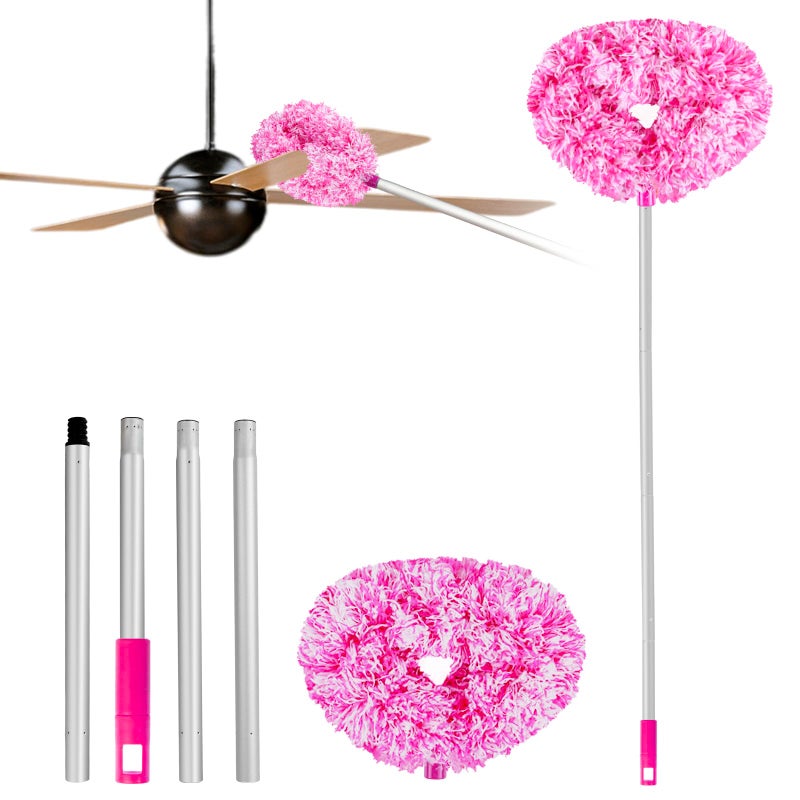 Heonay Ceiling Fan Cleaner Duster Reusable Microfiber Ceiling Fan Blade Cleaner Removable Duster With Extension Pole Adjusts 13 To 49.7 Inch For Cleaning Walls Furniture Door Window Top (Rosy White) - Image 1
