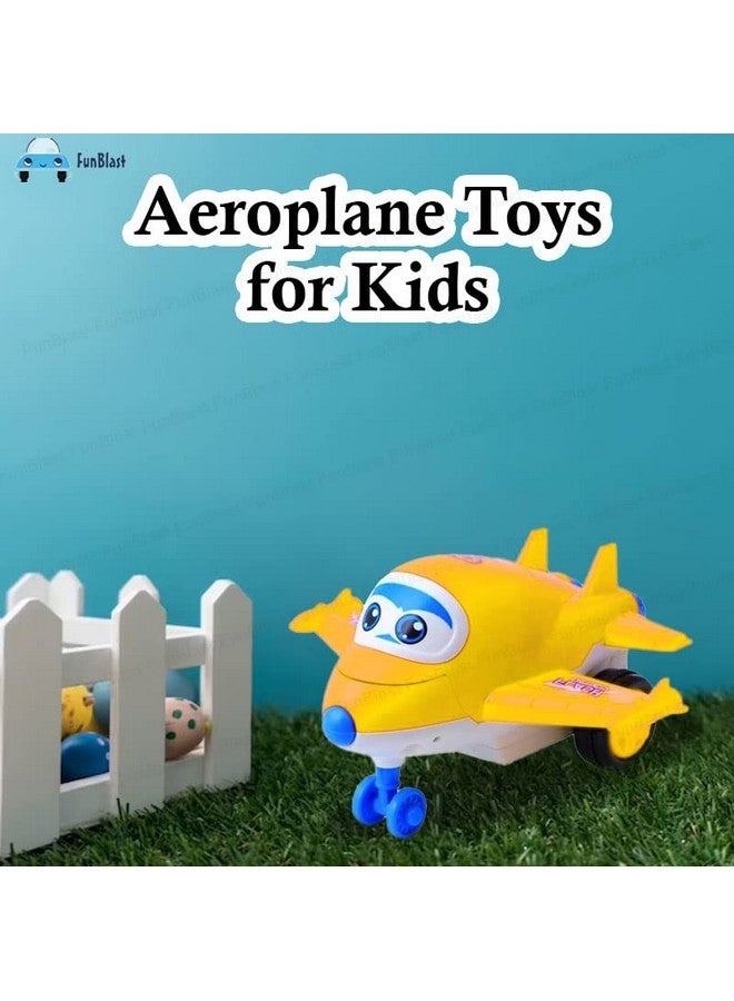 FunBlast Aeroplane Toys for Kids, Aeroplane to Robot Toy for Kids, Friction Power Toys - Pull Back Toy Vehicle for 3+ Year Old Boys, Return Gifts for Kids, Toys for Kids - Made in India (Yellow) - Image 3