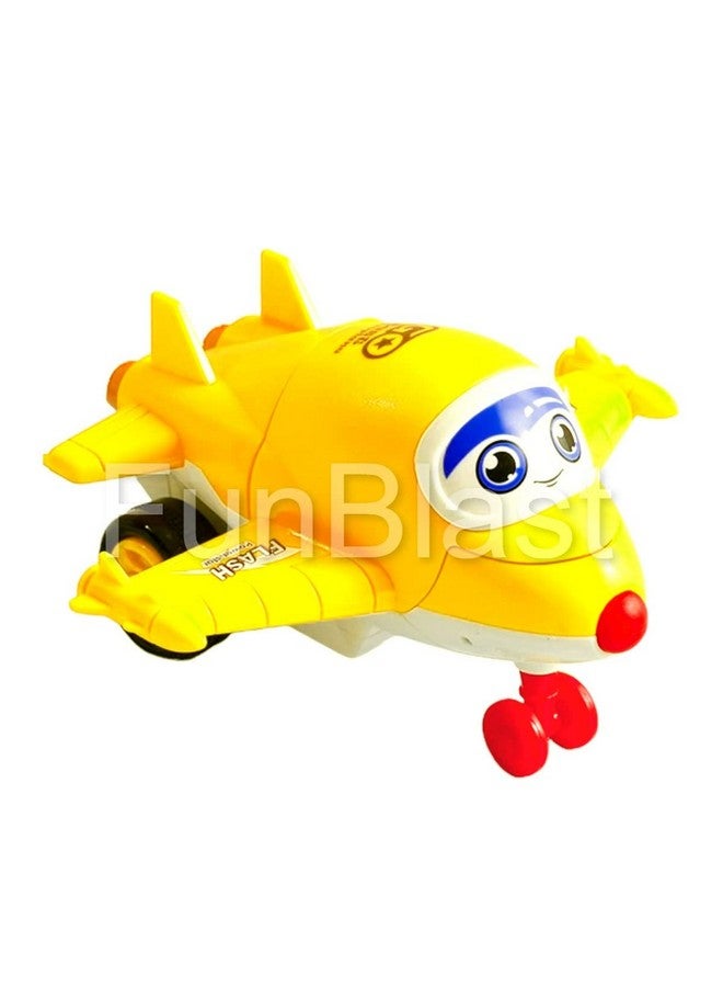 FunBlast Aeroplane Toys for Kids, Aeroplane to Robot Toy for Kids, Friction Power Toys - Pull Back Toy Vehicle for 3+ Year Old Boys, Return Gifts for Kids, Toys for Kids - Made in India (Yellow) - Image 1