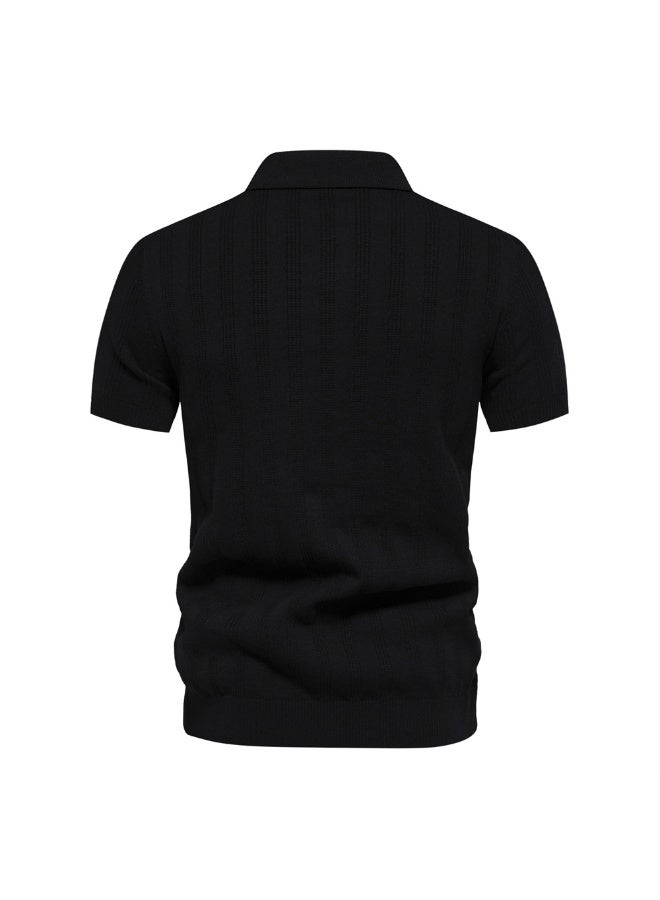 BIRD Summer Ribbed Knit Polo Shirt for Men Breathable and Cool Brand Quality Mens Textured Polo Shirts - Image 2