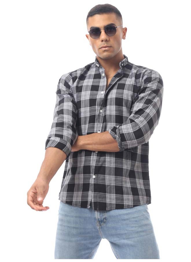 RAVIN Black Patterned Buttoned Long Sleeve Shirt  - Image 1