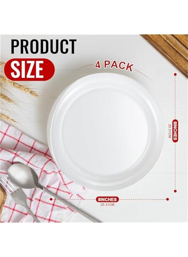 Arabest 4 Piece Scoop Plate 8 Inch Suction Bowls with Anti-slip Rubber Ring, Eating Utensils for Elderly and Disabled Individuals to Eat Independently  - Image 2