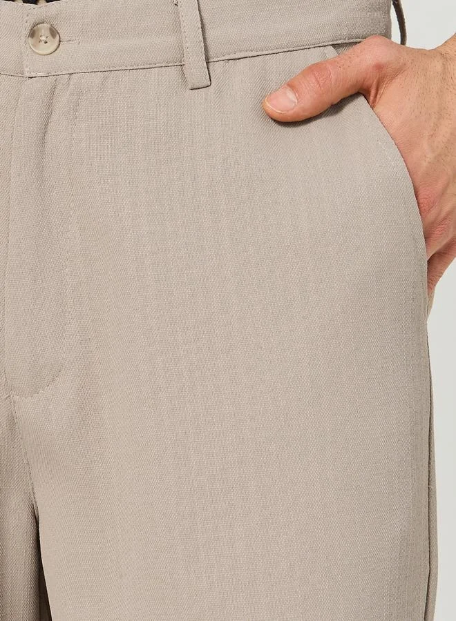 Styli Relaxed Fit Textured Mid Rise Pants