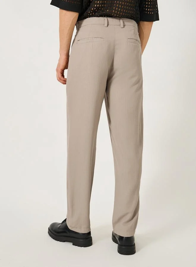 Styli Relaxed Fit Textured Mid Rise Pants