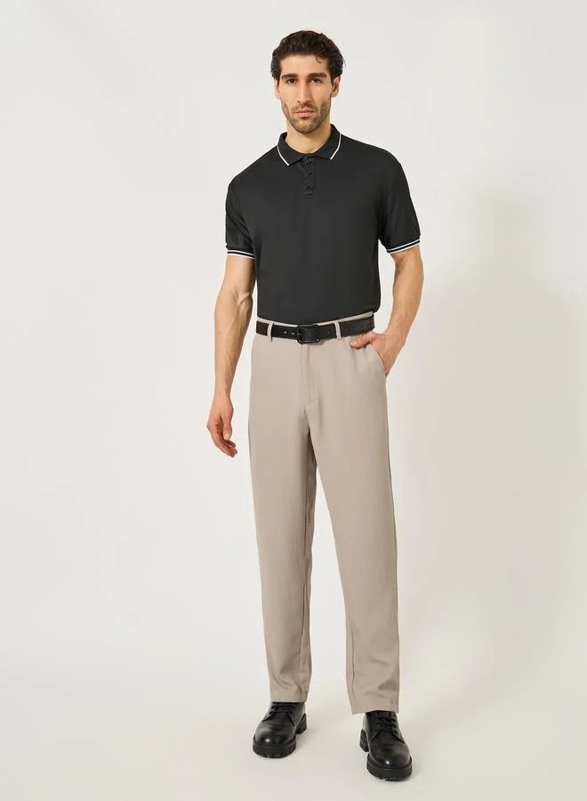 Styli Relaxed Fit Textured Mid Rise Pants