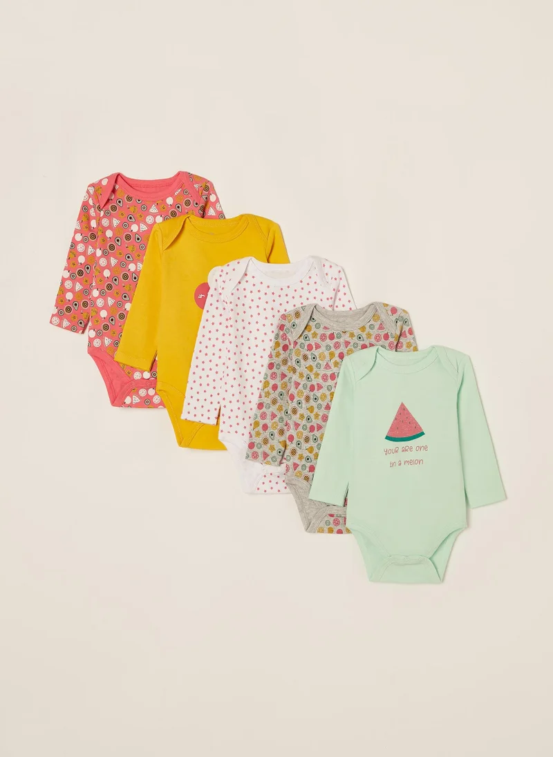 Zippy 5 Bodysuits for Baby Girls 'Tutti Frutti', Multicoloured