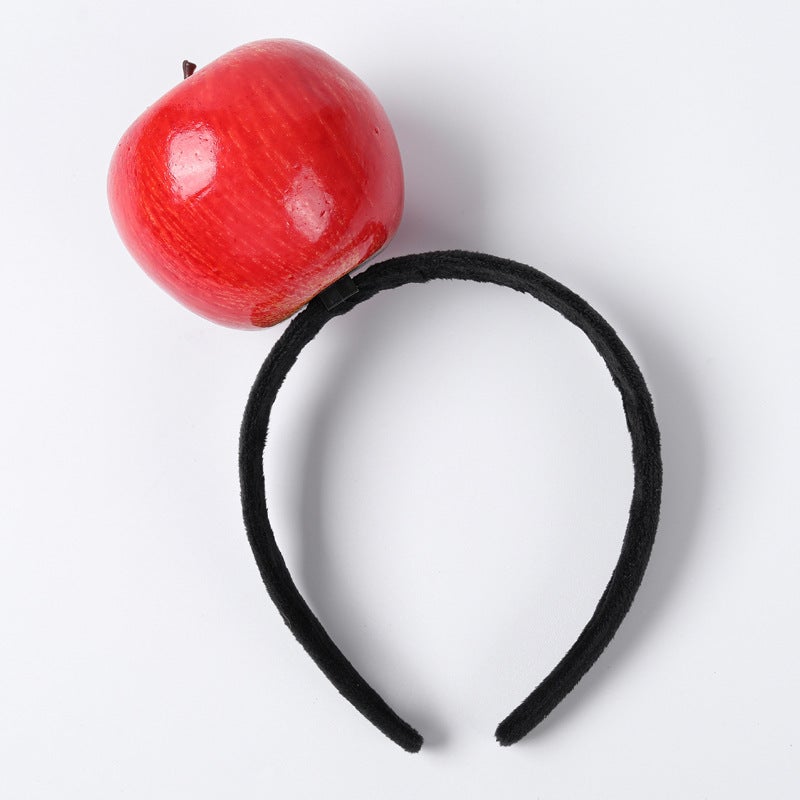 Generic Creative Personality Funny Fruit and Vegetable Hairband Radish and Chili Funny Headband Hair Accessories Hairpin Live Headwear Hairpin red apple headband