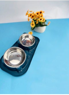 A.M Cat Food Water Bowl,Non Slip Stainless Steel Double Bowls with Non-spill Anti Vomiting Cat Bowls for Indoor Cats,Perfect for Cat and Small Dog Food and Water Bowl Dishes  - Image 1