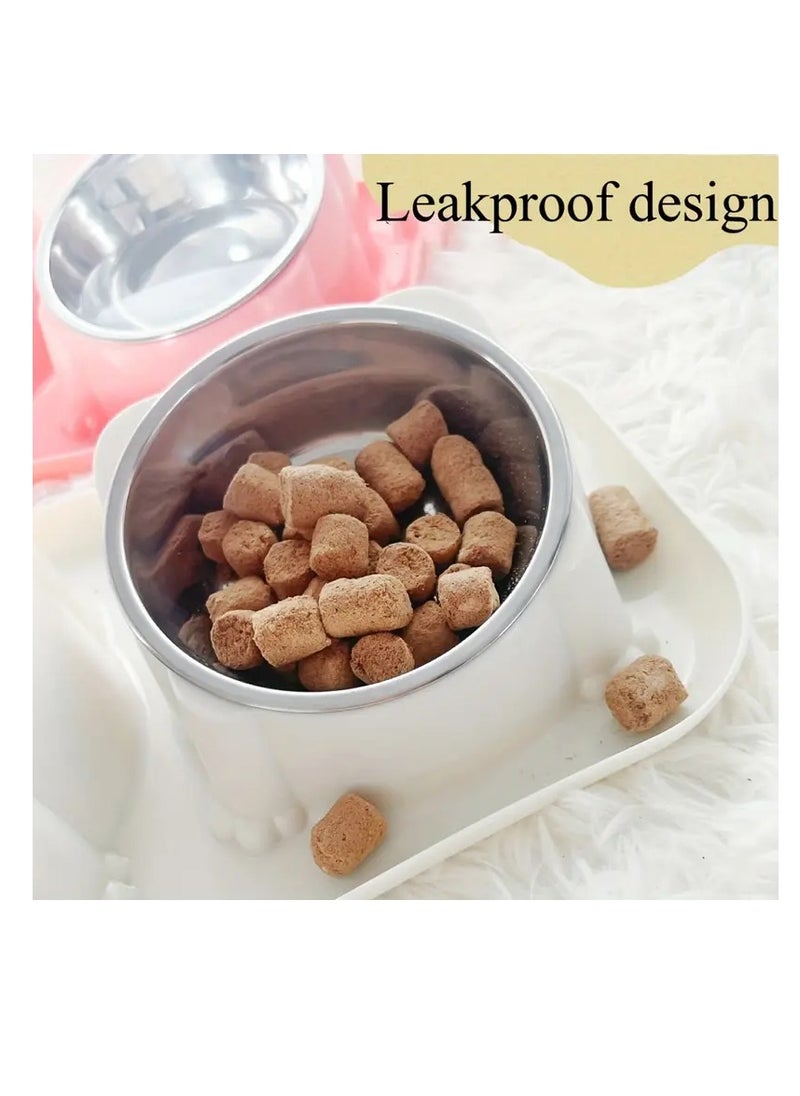 A.M - Cat Food Water Bowl,Non Slip Stainless Steel Double Bowls with Non-spill Anti Vomiting Cat Bowls for Indoor Cats,Perfect for Cat and Small Dog Food and Water Bowl Dishes - Image 1