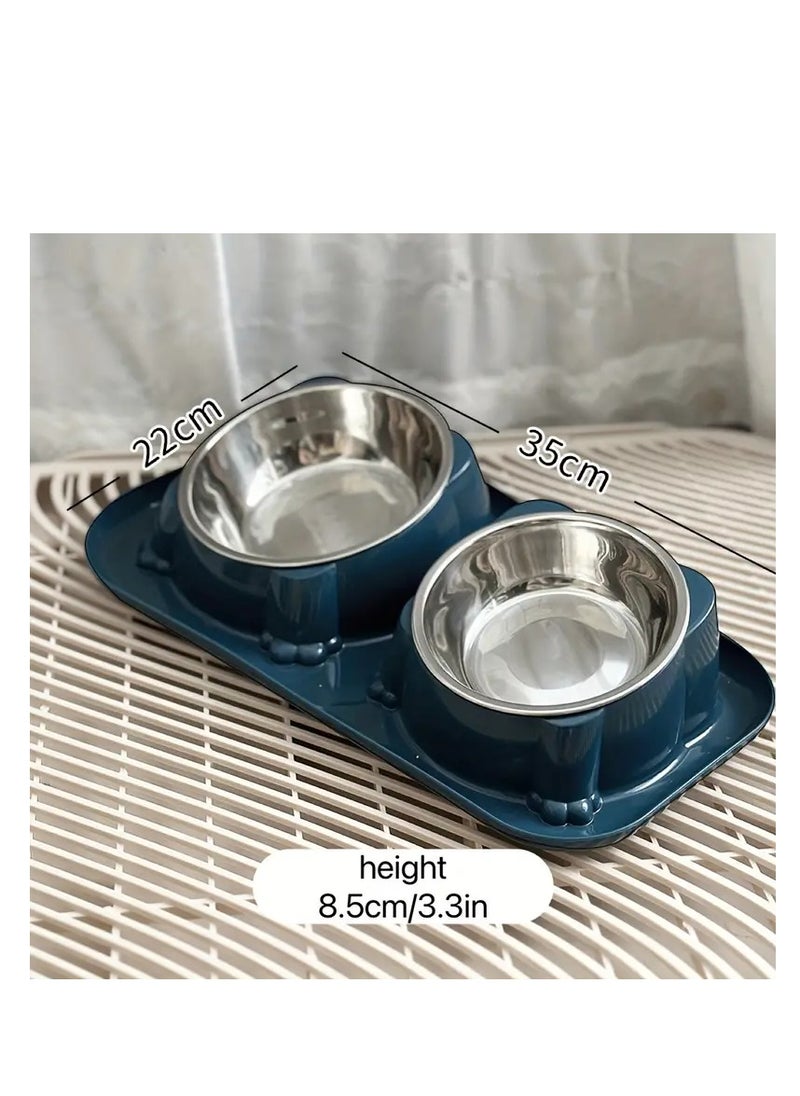 A.M - Cat Food Water Bowl,Non Slip Stainless Steel Double Bowls with Non-spill Anti Vomiting Cat Bowls for Indoor Cats,Perfect for Cat and Small Dog Food and Water Bowl Dishes - Image 1
