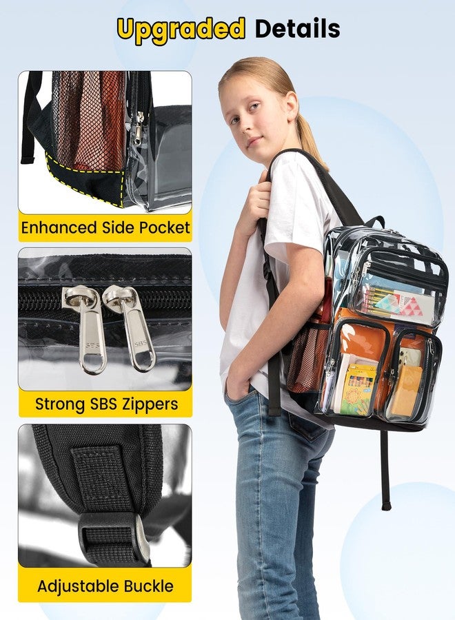 Vorspack Clear Backpack for School - Heavy Duty See Through Bookbag for Girls Boys Large Transparent Backpacks for Work, Travel, Festival - Black - Image 5