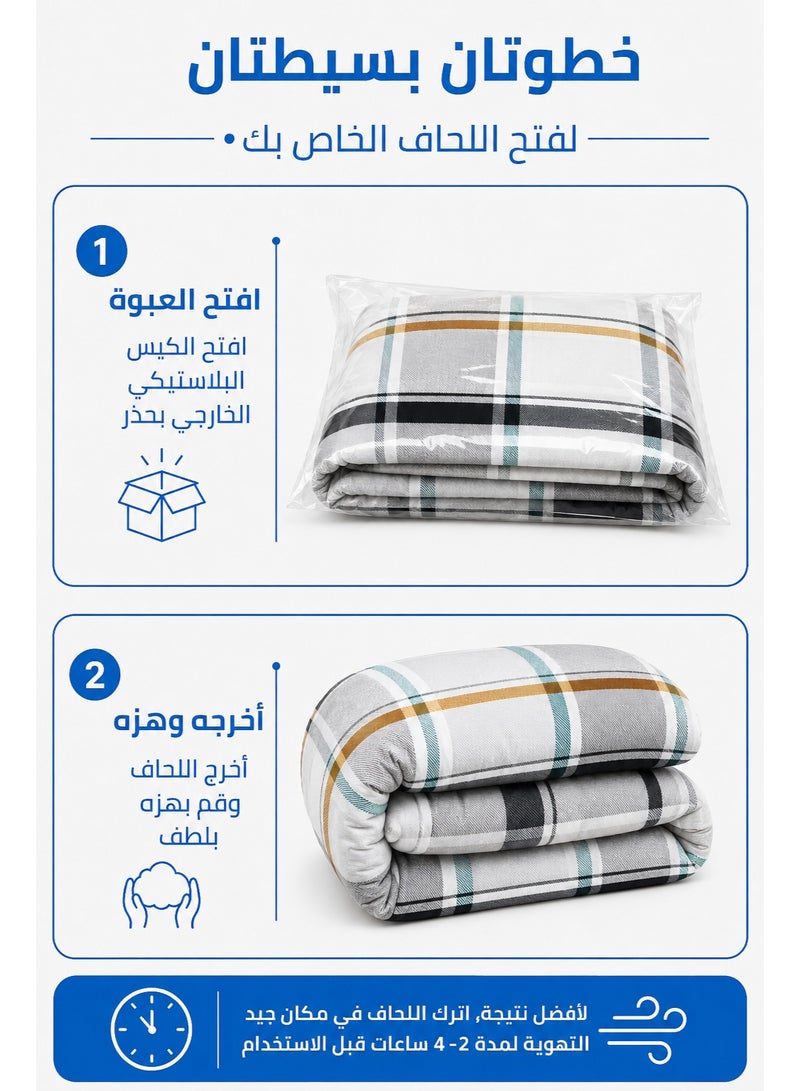Urban Grid Printed Comforter Set Full Size 190 x 245 cm with Flat Bedsheet and Pillow Covers – Premium Checkered Bedding Set - Image 5