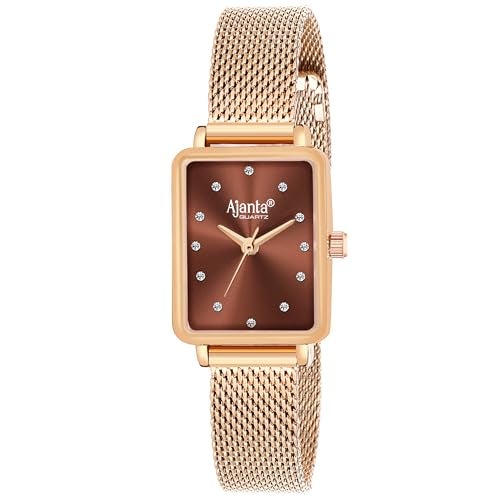 Ajanta Quartz Newly Launched Rose Gold - Brown Metal Strap Japanese Quartz Premium Analog Watch for Women - Image 1