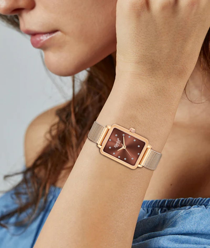 Ajanta Quartz Newly Launched Rose Gold - Brown Metal Strap Japanese Quartz Premium Analog Watch for Women - Image 4