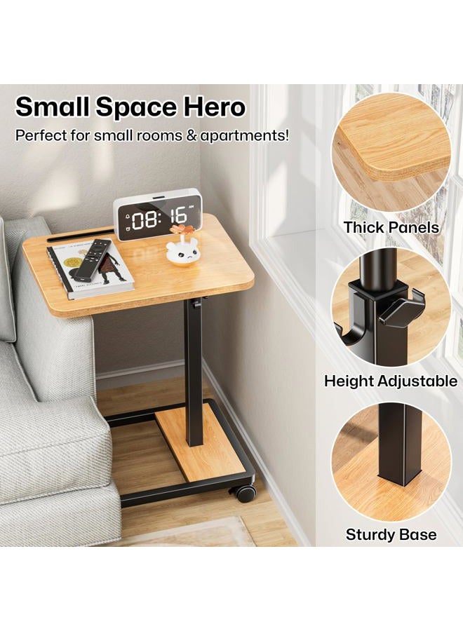 MOFAIN Adjustable TV Tray Table - 360°Rotating C Shaped End Table Sofa Couch Table with Wheels for Living Room Bedroom - Image 5