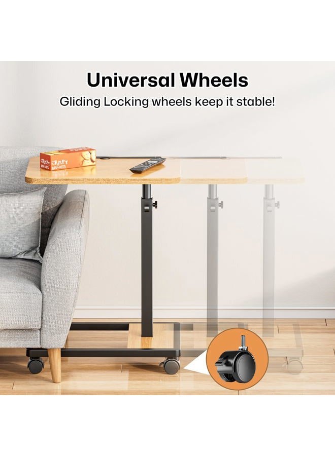 MOFAIN Adjustable TV Tray Table - 360°Rotating C Shaped End Table Sofa Couch Table with Wheels for Living Room Bedroom - Image 3