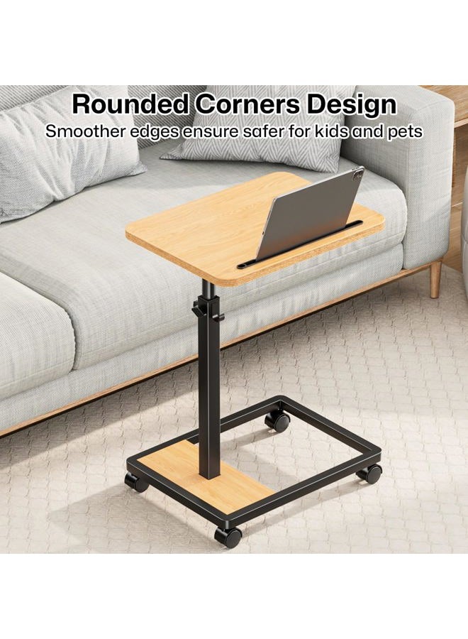 MOFAIN Adjustable TV Tray Table - 360°Rotating C Shaped End Table Sofa Couch Table with Wheels for Living Room Bedroom - Image 4