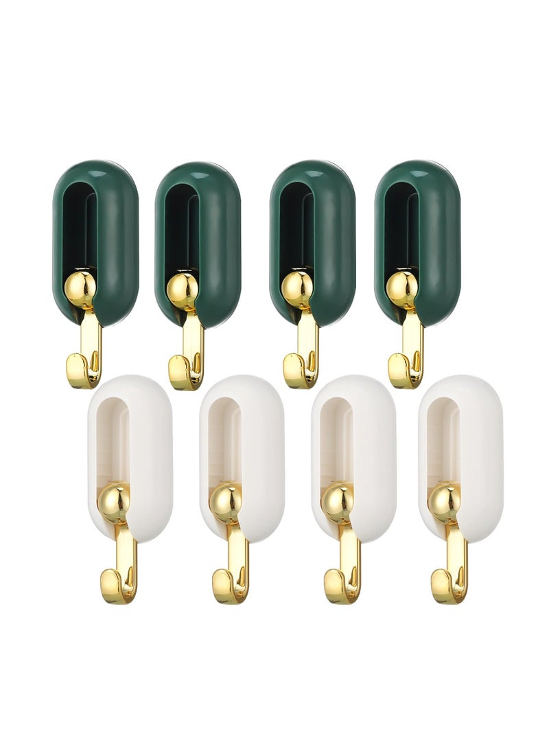 Swivel Wall Hooks, 360 Degrees Rotation Swivel Adhesive Wall Hooks,   Non-Perforated Self-Adhesive Hooks, for Towel Hat Keys Purse Bag Bathroom Kitchen Storage Organization 8PCS  - Image 1