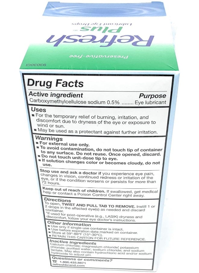REFRESH - Allergan Plus Lubricant Eye Drops Single-Use Vials 1Pack (100 Ct) - Image 1