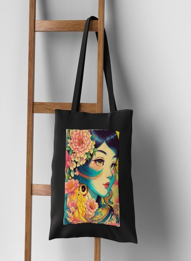 PrintingZone Canvas Tote Bag Aesthetic Reusable Cotton Bags for Women Ladies Girls for School, College, Office, Travel Large Printed Design Eco-Friendly Shopping Bag for Everyday Use(BTB-81)(BTB-81) - Image 4