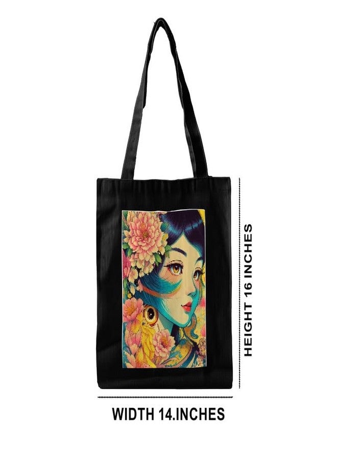 PrintingZone Canvas Tote Bag Aesthetic Reusable Cotton Bags for Women Ladies Girls for School, College, Office, Travel Large Printed Design Eco-Friendly Shopping Bag for Everyday Use(BTB-81)(BTB-81) - Image 5