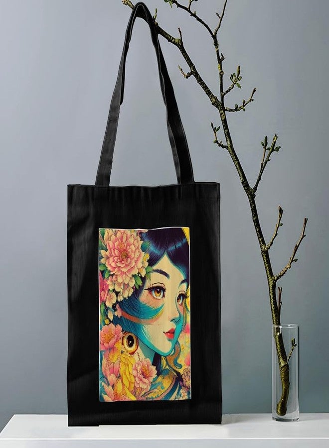 PrintingZone Canvas Tote Bag Aesthetic Reusable Cotton Bags for Women Ladies Girls for School, College, Office, Travel Large Printed Design Eco-Friendly Shopping Bag for Everyday Use(BTB-81)(BTB-81) - Image 2