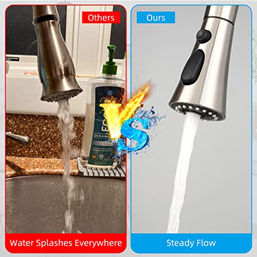 iFealClear Universal Kitchen Faucet Head Replacement, 3 Modes Pull Down Faucet Spray Head, Compatible with Moen Delta, Equipped with 15 Adapters, Brushed Nickel - Image 4